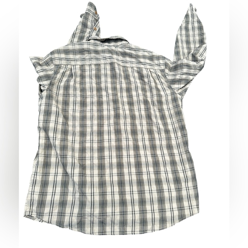 Eddie Bauer Gray Plaid Travel Casual Button-Down Shirt Sise L - Picture 5 of 6
